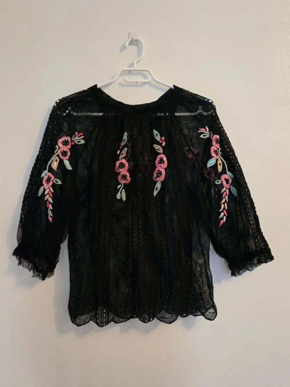 Vintage Matthew Williamson Romantic Poet Blouse Black Lace Size 8 Small - Picture 2 of 8